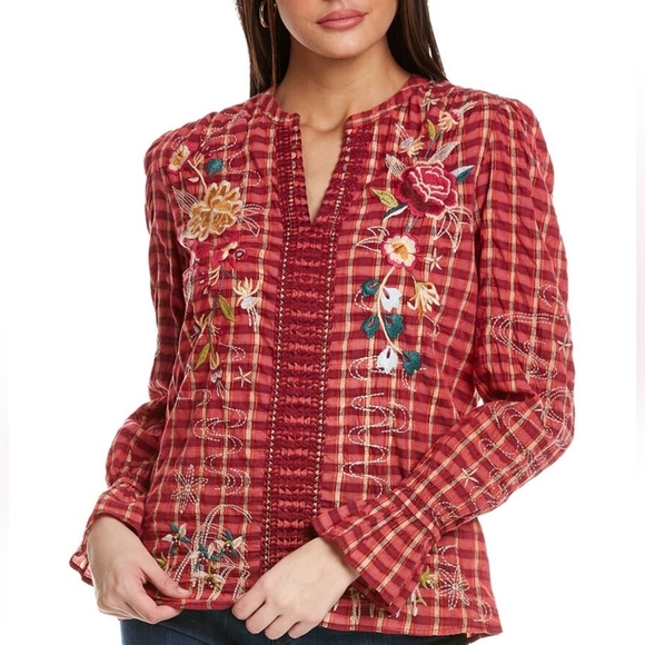 Johnny Was Workshop Lani Victorian Effortless Blouse Boho Chic W16622 Size LG - Picture 1 of 13